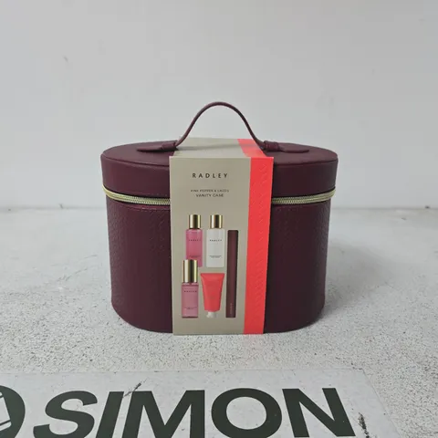 RADLEY PINK PEPPER AND CASSIS VANITY CASE TO INCLUDE BODY WASH, BODY LOTION, BODY MIST ETC