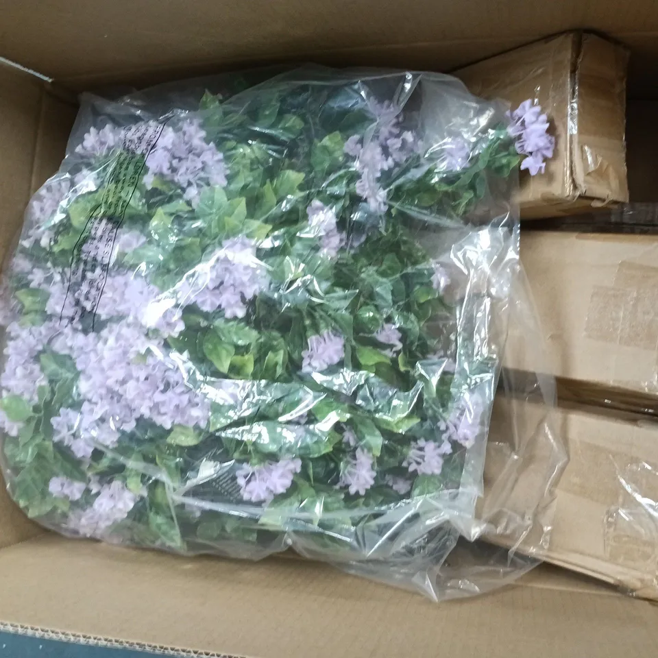 BOX OF APPROXIMATELY 6 ASSORTED ITEMS INCLUDING BUTTERFLY SOLAR GARDEN LIGHT, CRAFT CAR AND GARDEN REFLECTIONS FAUX CREPE MYRTLE PRE LIT DECOR