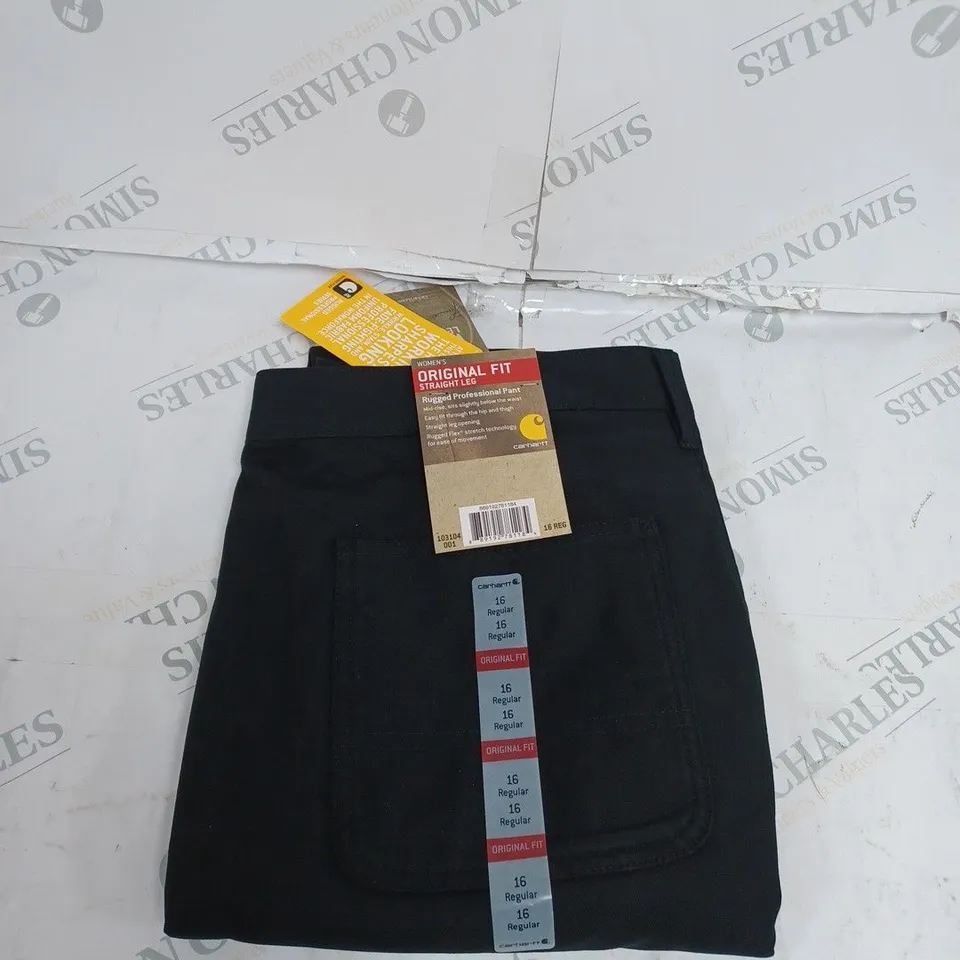 CARHARTT BLACK STRAIGHT LEG TROUSERS SIZE 16 