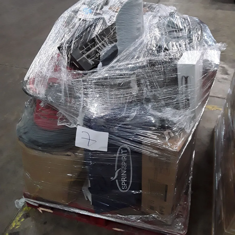 PALLET OF ASSORTED PRODUCTS INCLUDING HAIR STRAIGHTENERS, LAWN MOWER, CAT LITTER