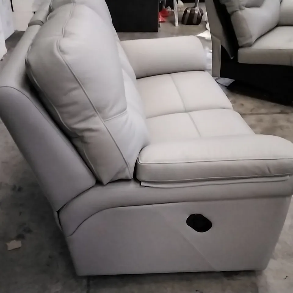 QUALITY BRITISH DESIGNER G PLAN MANUFACTURED SEATTLE 2 SEATER MANUAL RECLINER DBL SOFAC- CAMBRIDGE GREY LEATHER