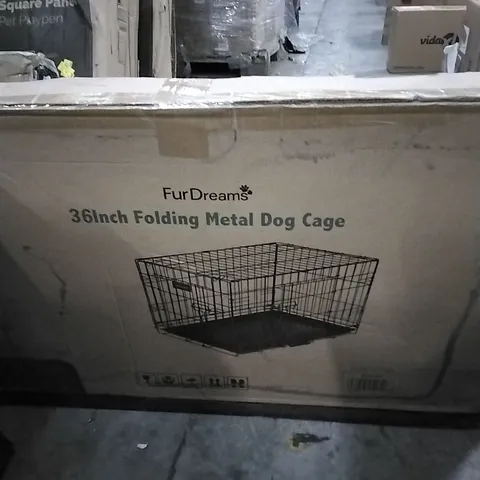 BOXED FURDREAMS 36 INCH FOLDING METAL DOG CAGE 