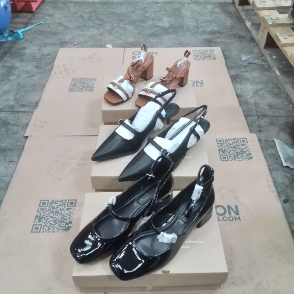 PALLET CONTAINING APPROXIMATELY 88X ASSORTED BRAND NEW DESIGNER SHOES INCLUDING: JD WILLIAMS BROWN SHOES, JD WILLIAMS HEELS, SIMPLY BE GLOSS BLACK SHOES