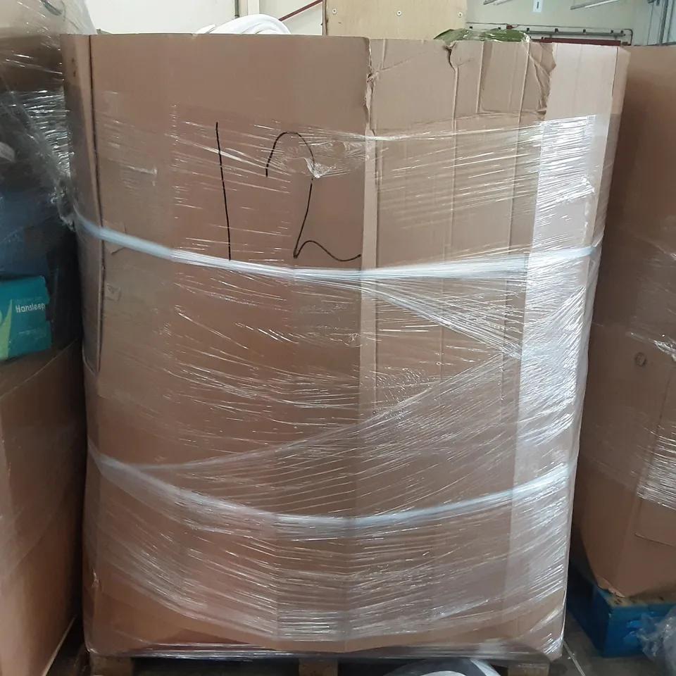 PALLET OF ASSORTED PRODUCES TO INCLUDE INFINITE GEL INFUSED WHEEL CHAIR SEAT CUSHION, MEMORY FOAM PILLOW, BCOZZY, INFINITE DONUT PILLOW, FLEXI HOSE, GARDE HOSE