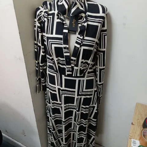 PHASE 8 APRIL MIDI DRESS BLACK/MULTI SIZE UK 12