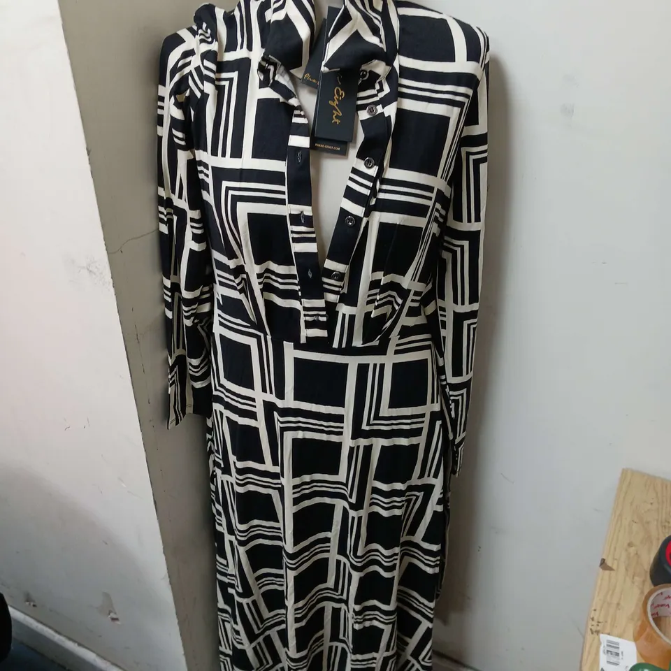 PHASE 8 APRIL MIDI DRESS BLACK/MULTI SIZE UK 12