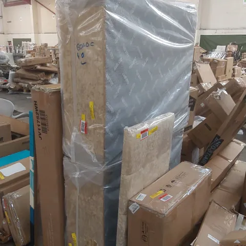 BAGGED CEDA DIVAN BED WITH HEADBOARD - GOLD, 4' SMALL DOUBLE (3 ITEMS)