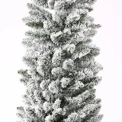 BOXED 6FT FLOCKED EMPEROR PRE LIT PENCIL TREE - COLLECTION ONLY 