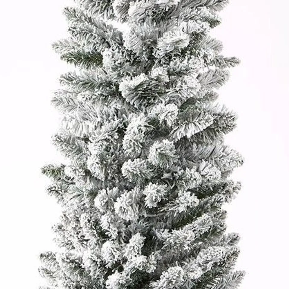 BOXED 6FT FLOCKED EMPEROR PRE LIT PENCIL TREE - COLLECTION ONLY  RRP £79.99