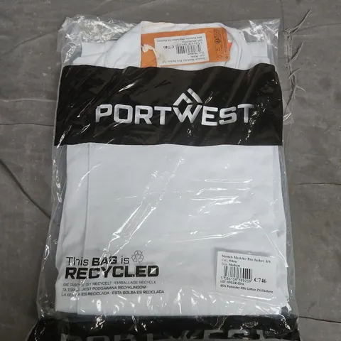 BAGGED PORTWEST STRETCH MESHAIR PRO JACKET S/S IN WHITE - MEDIUM
