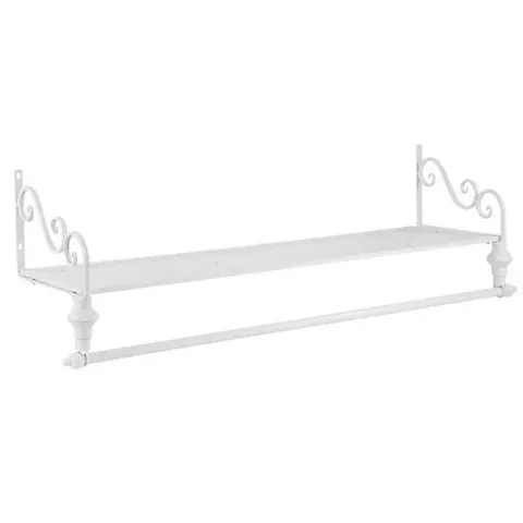 BOXED HOUSE ADDITIONS WALL MOUNTED CLOTHES RAIL WITH SHELF HANGING METAL WHITE 80CM