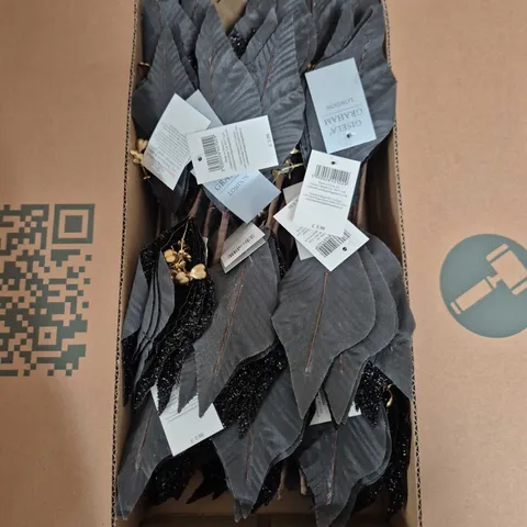 BOX OF APPROX 400 GISELA GRAHAM LONDON BLACK GLITTER POINSETTIA PICK