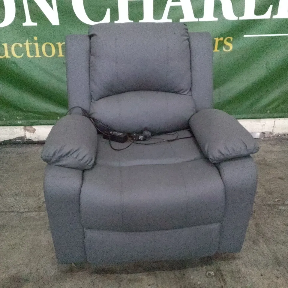 QUALITY DESIGNER CHICAGO ELECTRIC RECLINER CHAIR - GREY LEATHER