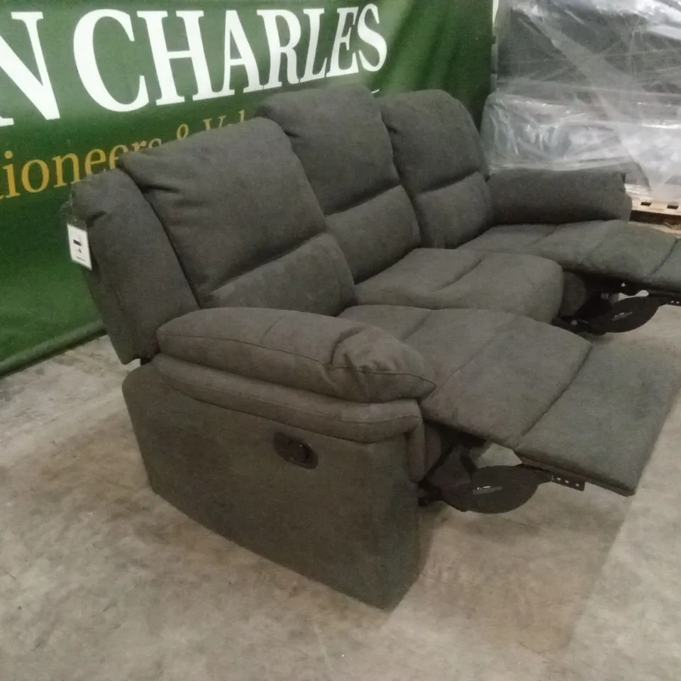 ALBION FABRIC 3 SEATER HIGH BACK MANUAL RECLINER SOFA - CHARCOAL RRP £749