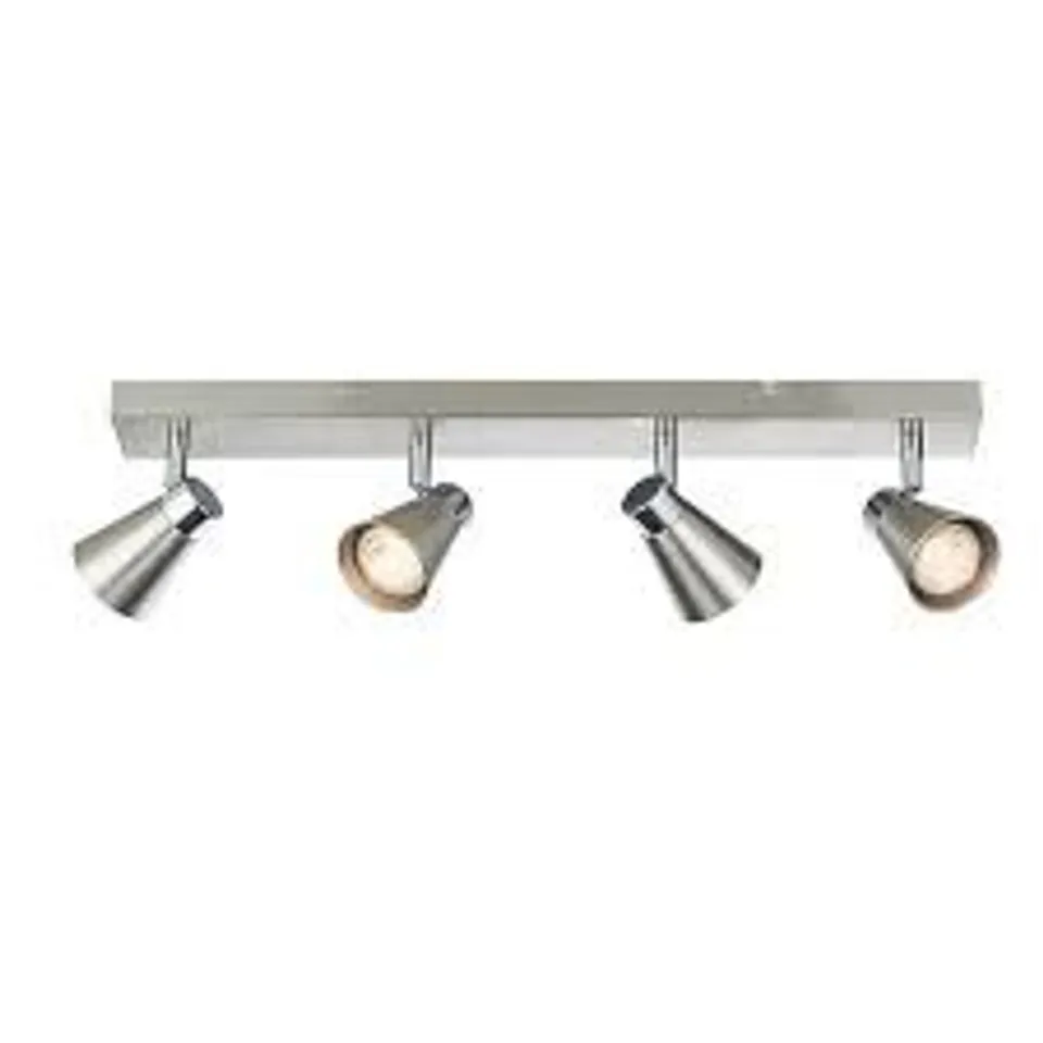 BOXED ENDON KAI 4 LIGHT CEILING BAR LIGHT SPOTLIGHT, SATIN NICKEL & CHROME