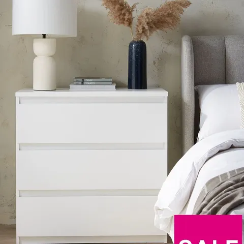 LISSON 3 DRAWER CHEST - WHITE - COLLECTION ONLY