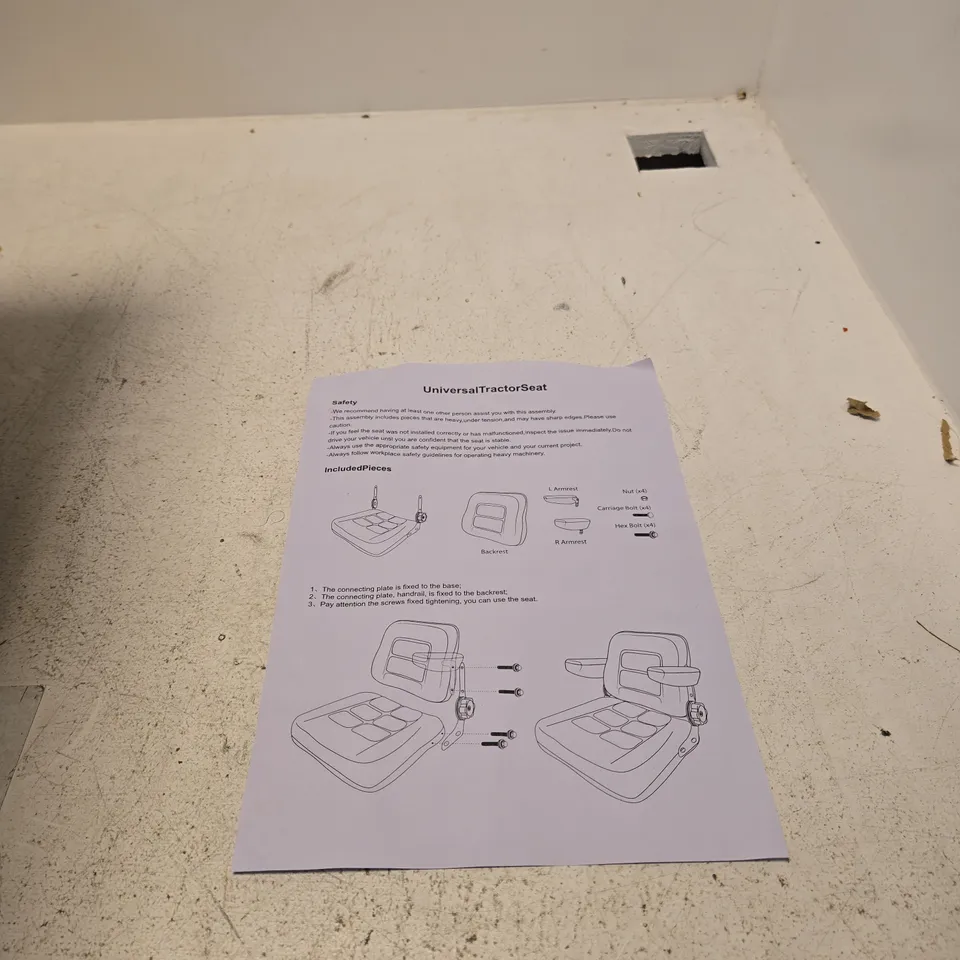 UNIVERSAL TRACTOR SEAT BOXED WITH INSTRUCTIONS