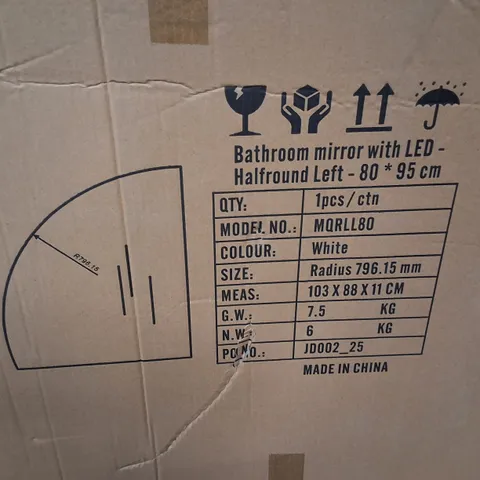 BOXED BATHROOM MIRROR WITH LED - HALFTOUND LEFT - 80×95CM