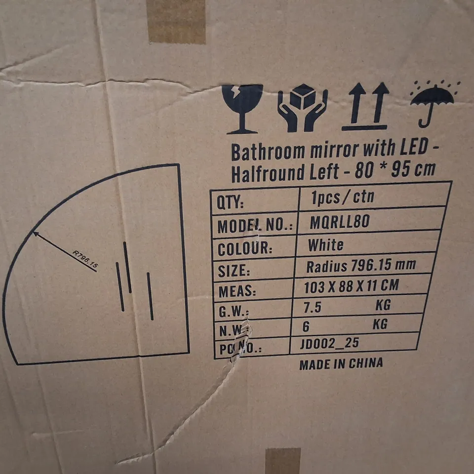 BOXED BATHROOM MIRROR WITH LED - HALFTOUND LEFT - 80×95CM