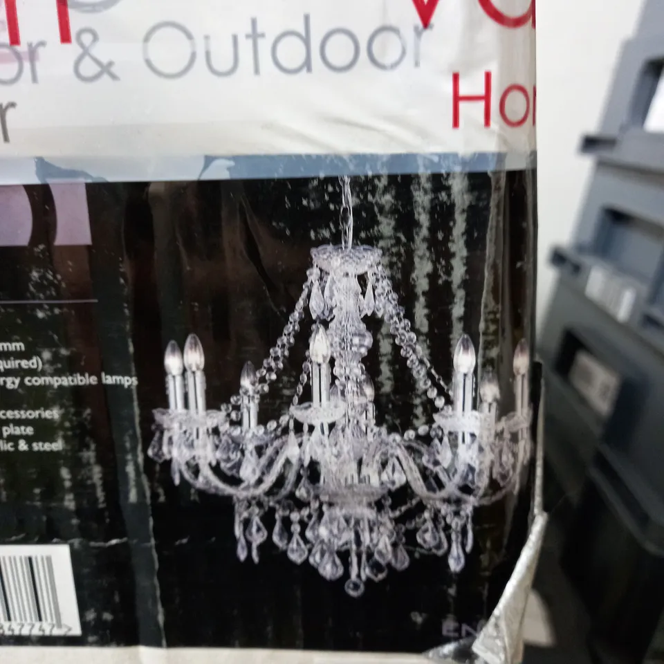 BOXED ENDON LIGHTING 8 LIGHT CLASSY CRYSTAL CHANDELIER 