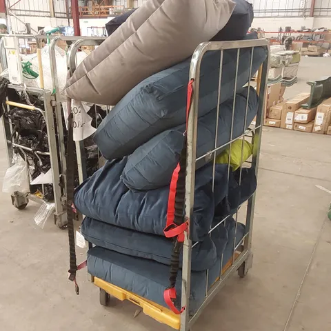CAGE OF ASSORTED SOFA CUSHIONS 