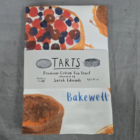 TARTS PREMIUM COTTON TEA TOWEL – BAKEWELL DESIGN BY SARAH EDMONDS (UK MADE)