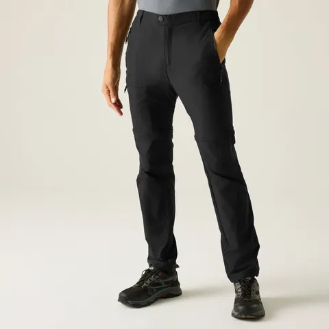 BRAND NEW REGATTA MEN'S HIGHTON II ZIP OFF WALKING TROUSERS IN BLACK SIZE UK 34"
