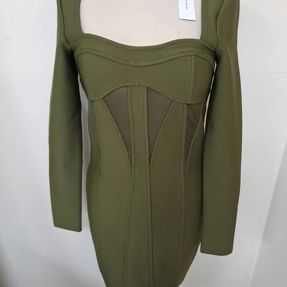 KAREN MILLEN MESH CUT OUT BANDAGE KNIT MINI DRESS - S