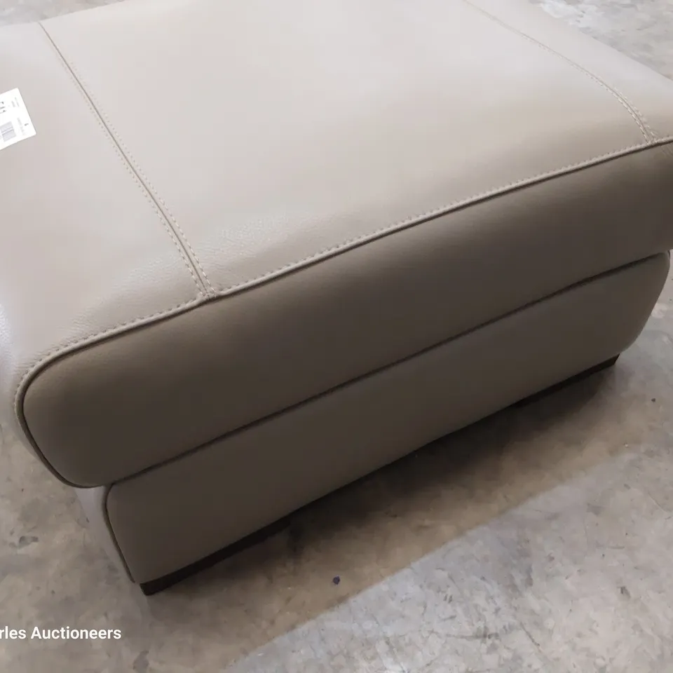 QUALITY ITALIAN DESIGNER RIALTO FOOTSTOOL MID GREY LEATHER