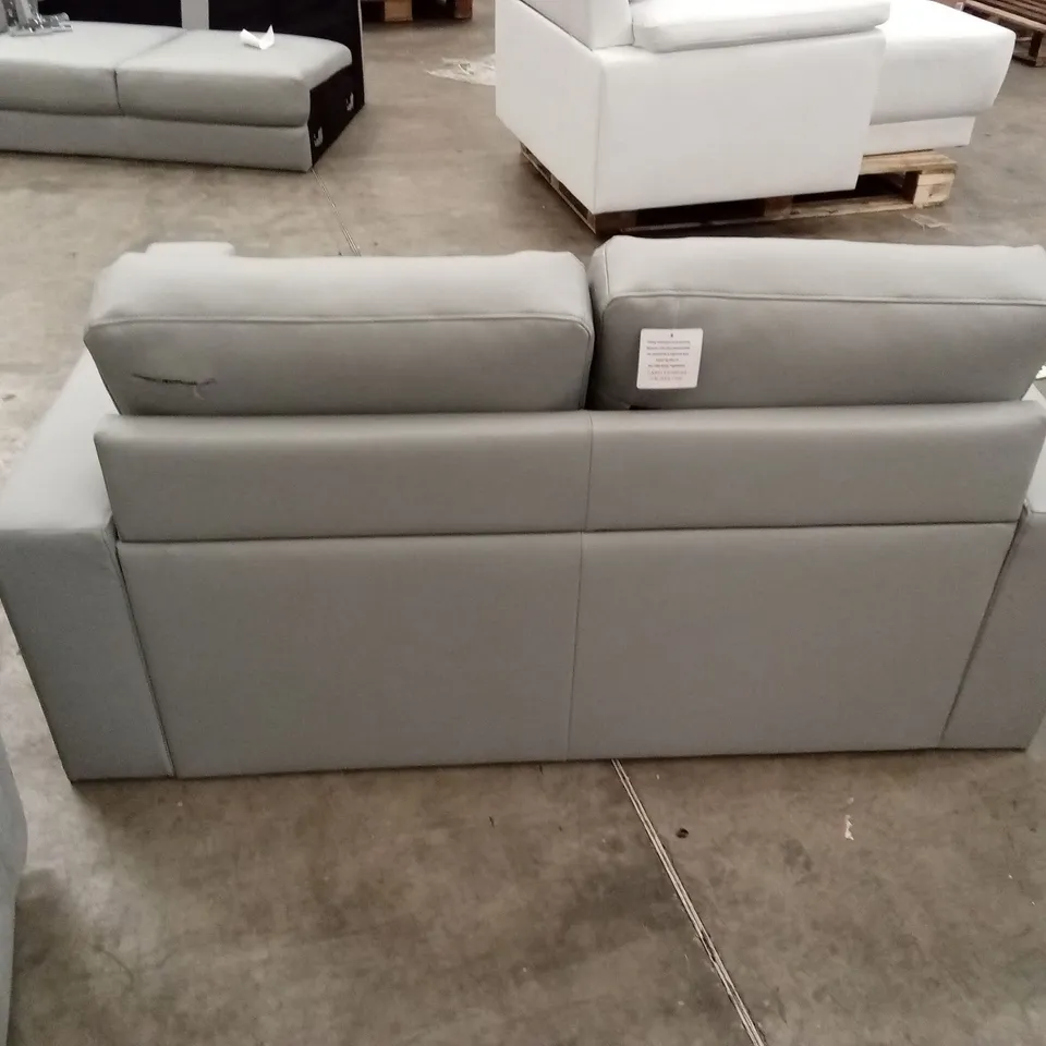 BALTIMORE 2 SEATER SOFA, LIGHT GREY PREMIUM FAUX LEATHER
