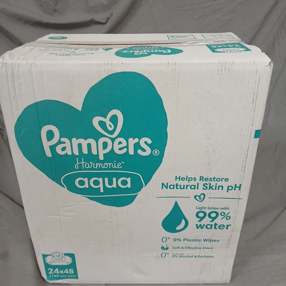 PAMPERS HARMONY AQUA BABY WIPES – 1,152 WIPES (24 X 48)
