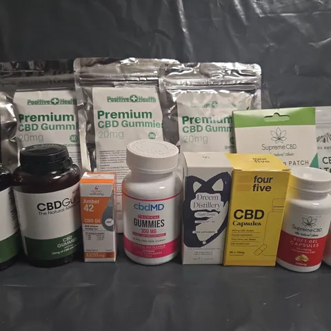 LOT OF 29 ASSORTED CBD ITEMS TO INCLUDE PATCHES, GUMMIES AND CAPSULES IN VARIOUS SIZES AND STRENGTHS