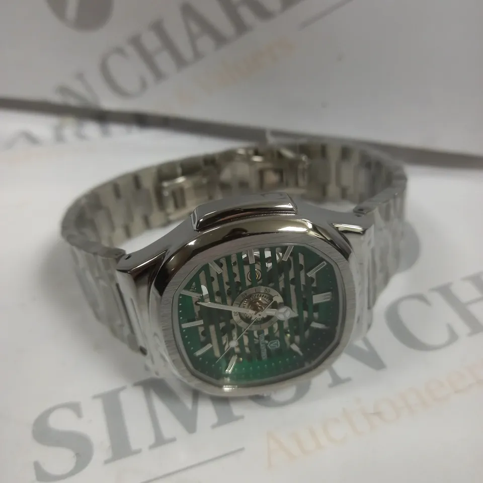 MENS VONLANTHEN AUTOMATIC WATCH – SKELETON DIAL – STAINLESS STEEL STRAP – GLASS EXHIBITION BACK CASE