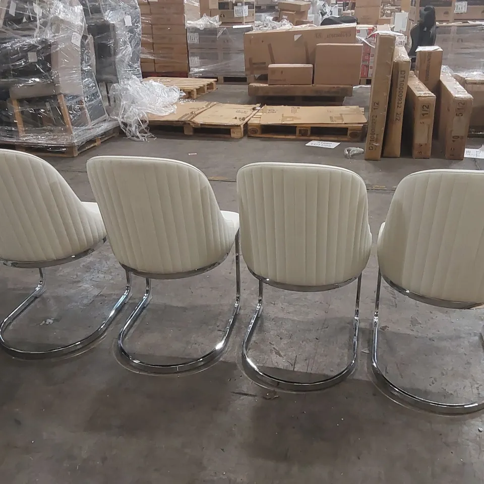 SET OF 4x RIVA DINING CHAIR, WHITE PREMIUM FAUX LEATHER & CHROME