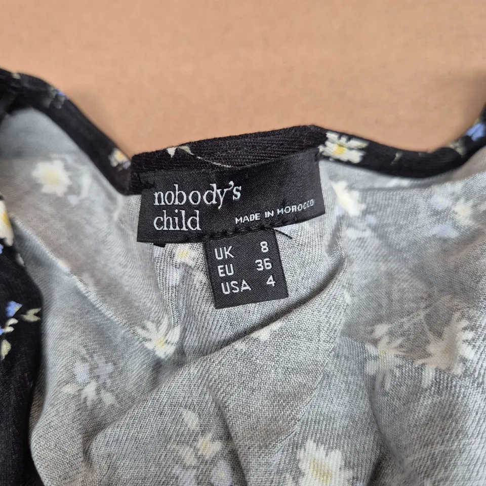 NOBODY'S CHILD FLORAL PRINT DRESS, NAVY WITH DAISY PATTERN, UK 8