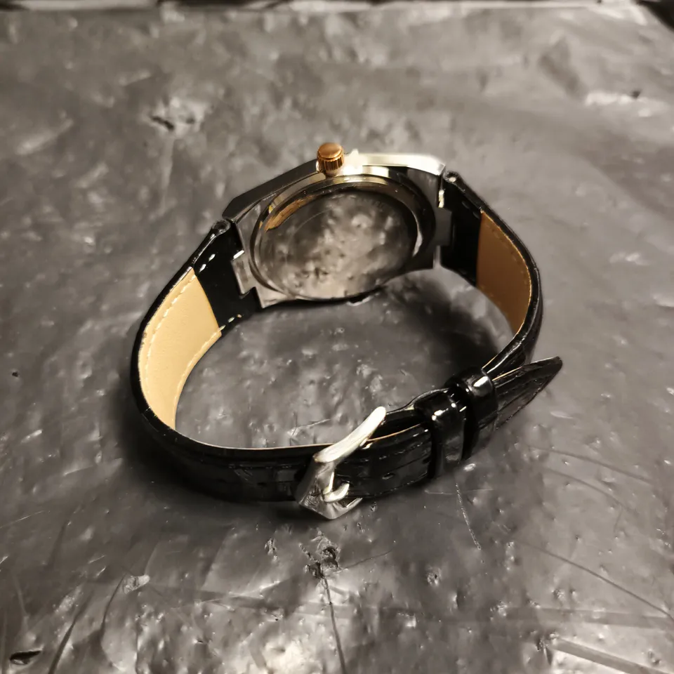 MENS ERNEST FERDINAND WATCH – DAY DATE CALENDAR DIAL – LEATHER STRAP