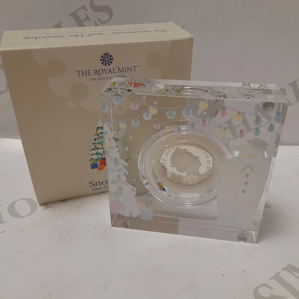 THE ROYAL MINT THE SNOWMAN 2022 UK 50P SILVER PROOF COIN