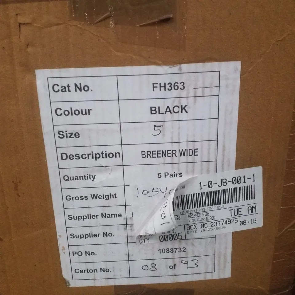 BOX CONTAINING APPROXIMATELY 5 PAIRS OF BRAND NEW SIMPLY BE BLACK BREENER WIDE LEATHER BOOTS - SIZE 4