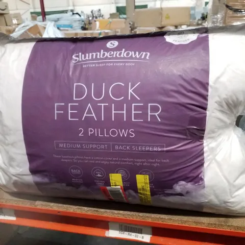BAGGED SLUMBERDOWN DUCK FEATHER PILLOW MEDIUM SUPPORT BACK SLEEPER PILLOW - SET OF 2 (1 ITEM)