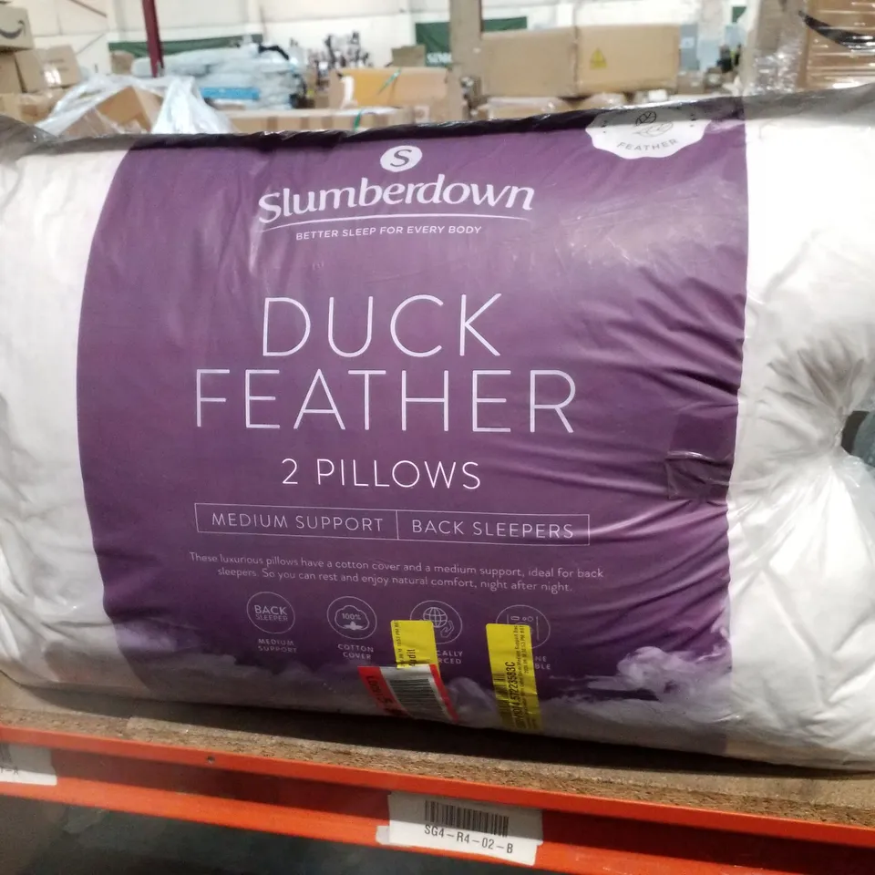 BAGGED SLUMBERDOWN DUCK FEATHER PILLOW MEDIUM SUPPORT BACK SLEEPER PILLOW - SET OF 2 (1 ITEM)