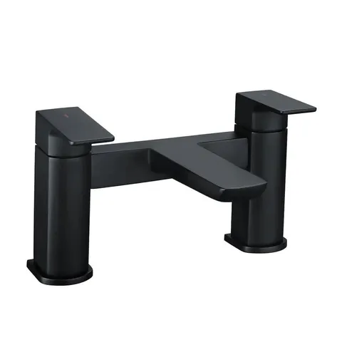 BOXED DELAUNE CONTEMPORARY DECK MOUNTED BATH SHOWER MIXER - BLACK (1 BOX)