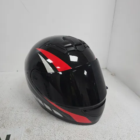FULL-FACE MOTORCYCLE HELMET – BLACK WITH RED GRAPHIC