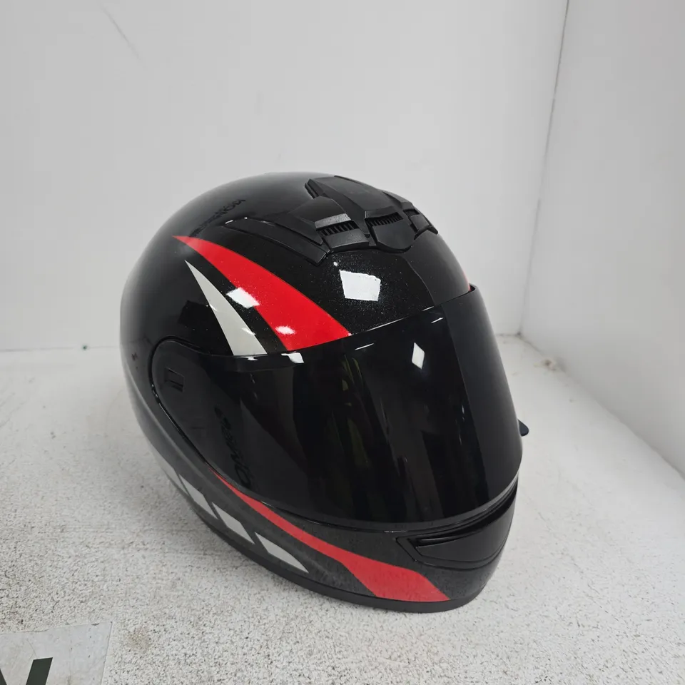 FULL-FACE MOTORCYCLE HELMET – BLACK WITH RED GRAPHIC