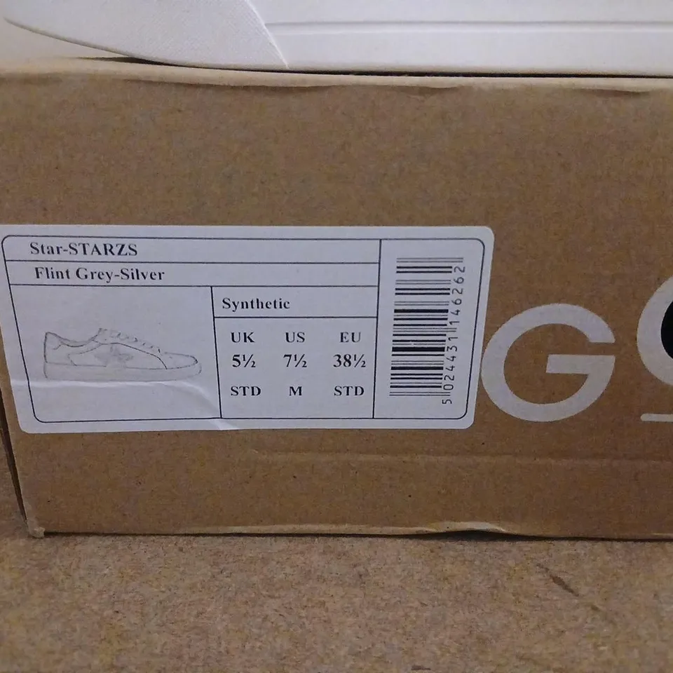 HOTTER STAR-STARZS FLINT GREY-SILVER SNEAKERS, UK 5.5 (US 7.5, EU 38.5) – BOXED