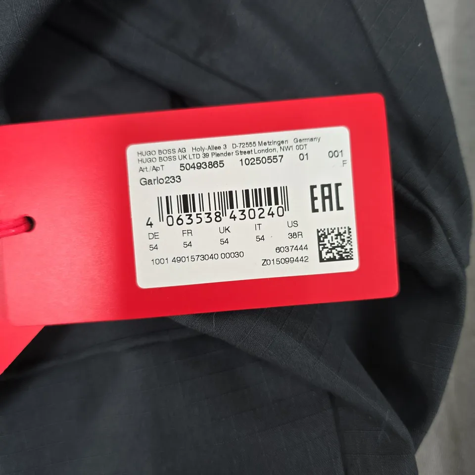 HUGO DARK GREY TROUSERS WITH RED LABEL PATCH (GUCCI LOGO) – SIZE 54 (EU) 