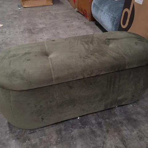 DANETTI LANI OLIVE GREEN VELVET STORAGE OTTOMAN BENCH