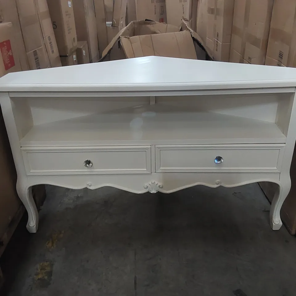HOMESDIRECT365 ANTIQUE FRENCH STYLE 2 DRAWER WOODEN TV STAND 