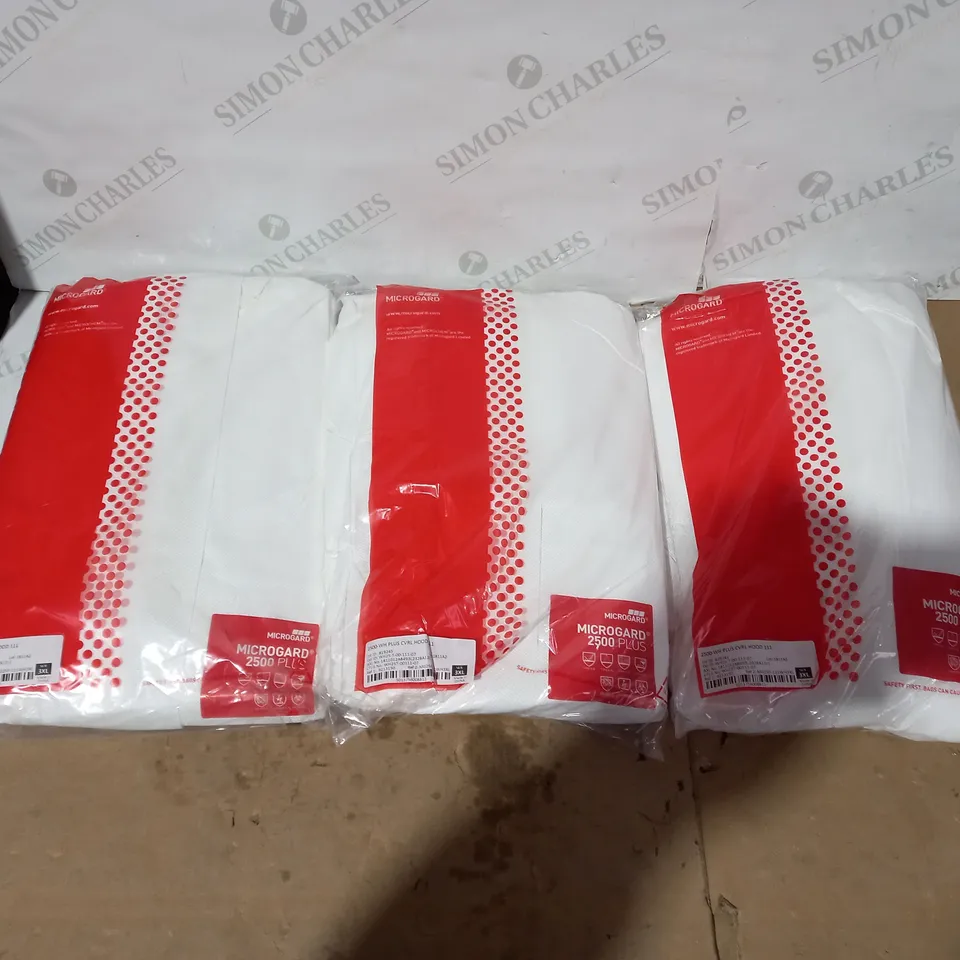 LOT OF 3 BRAND NEW MICROGARD 2500 PLUS WHITE COVERALLS - 3XL