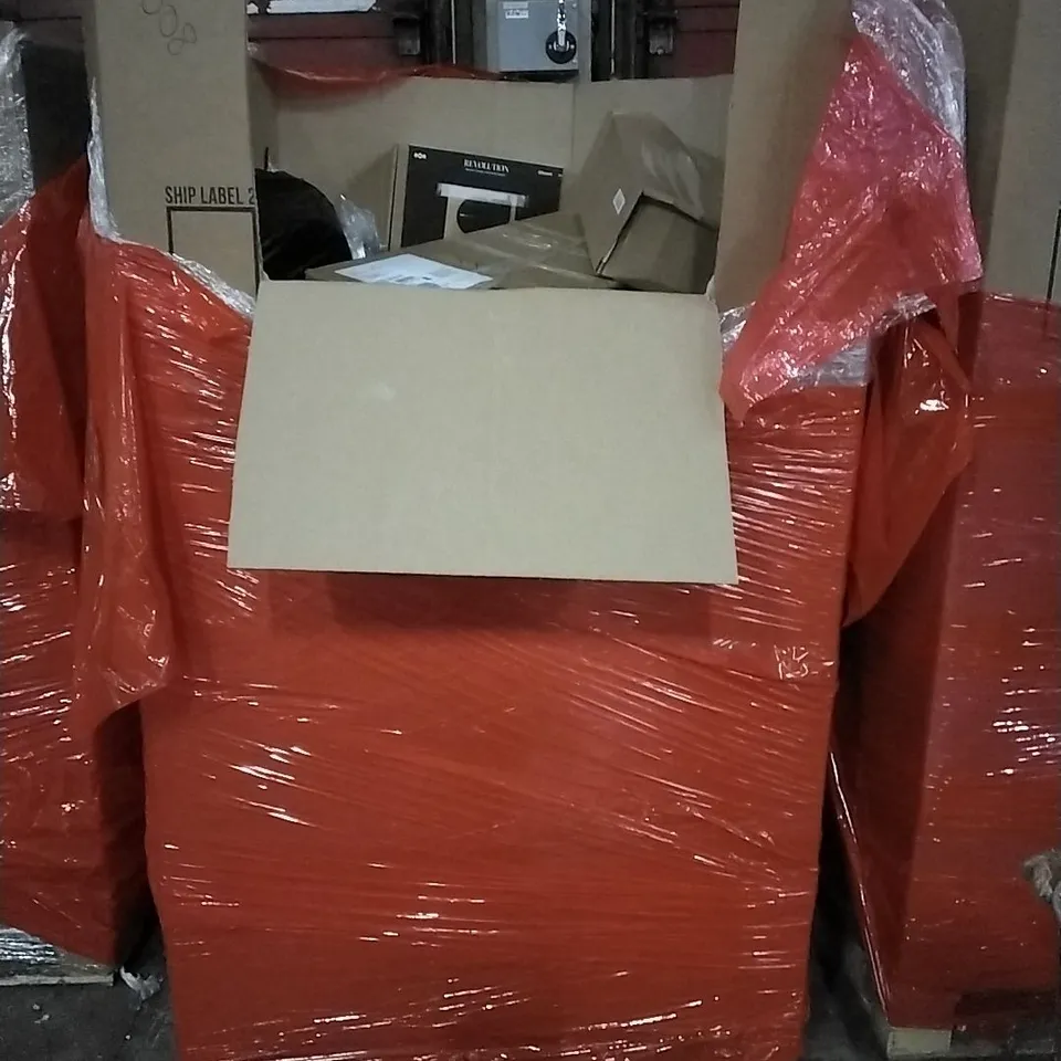 PALLET OF HOUSEHOLD ITEMS TO INCLUDE ICE BUCKETS, RUGS,SANDER AND OTHER ASSORTED ITEMS...