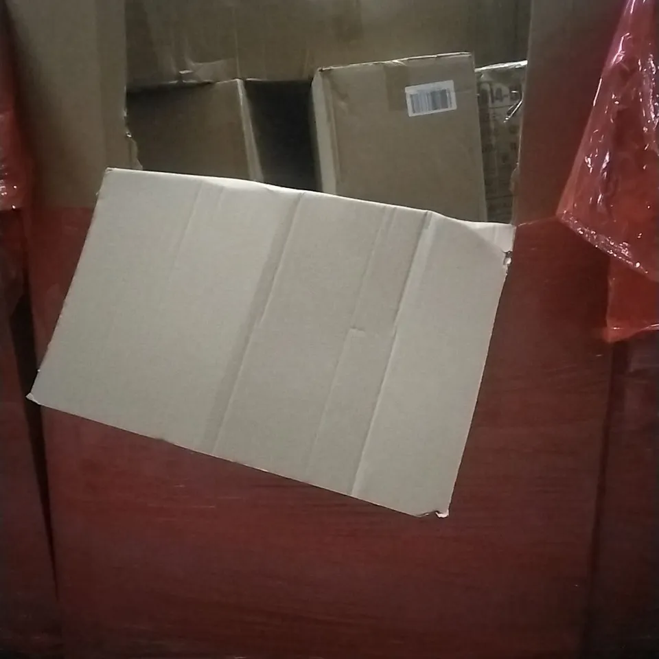 PALLET OF HOUSEHOLD ITEMS TO INCLUDE INLINE SKATES,CAT SCRATCHER, WALL CLOCK, BOOSTER SEAT AND OTHER ASSORTED ITEMS...